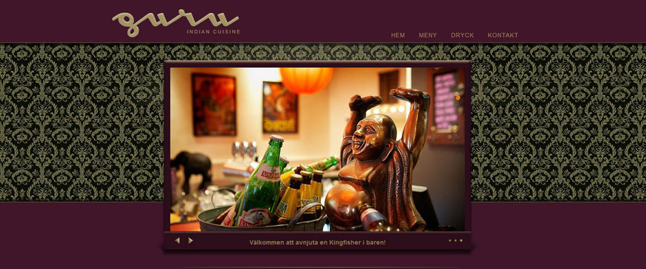 Webbplats för Guru – indisk restaurang
